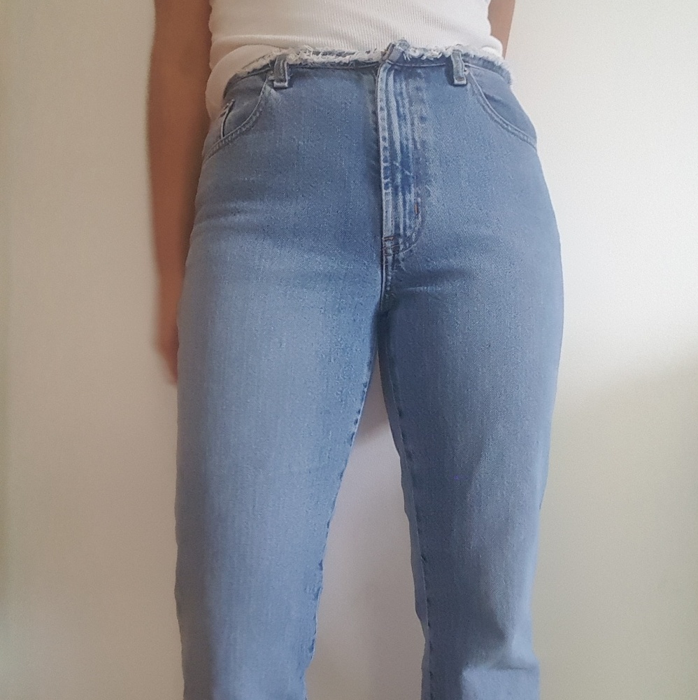 Express Frayed & Flared Jeans